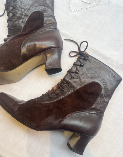 Vintage Brown Leather & Suede Ankle boots /6