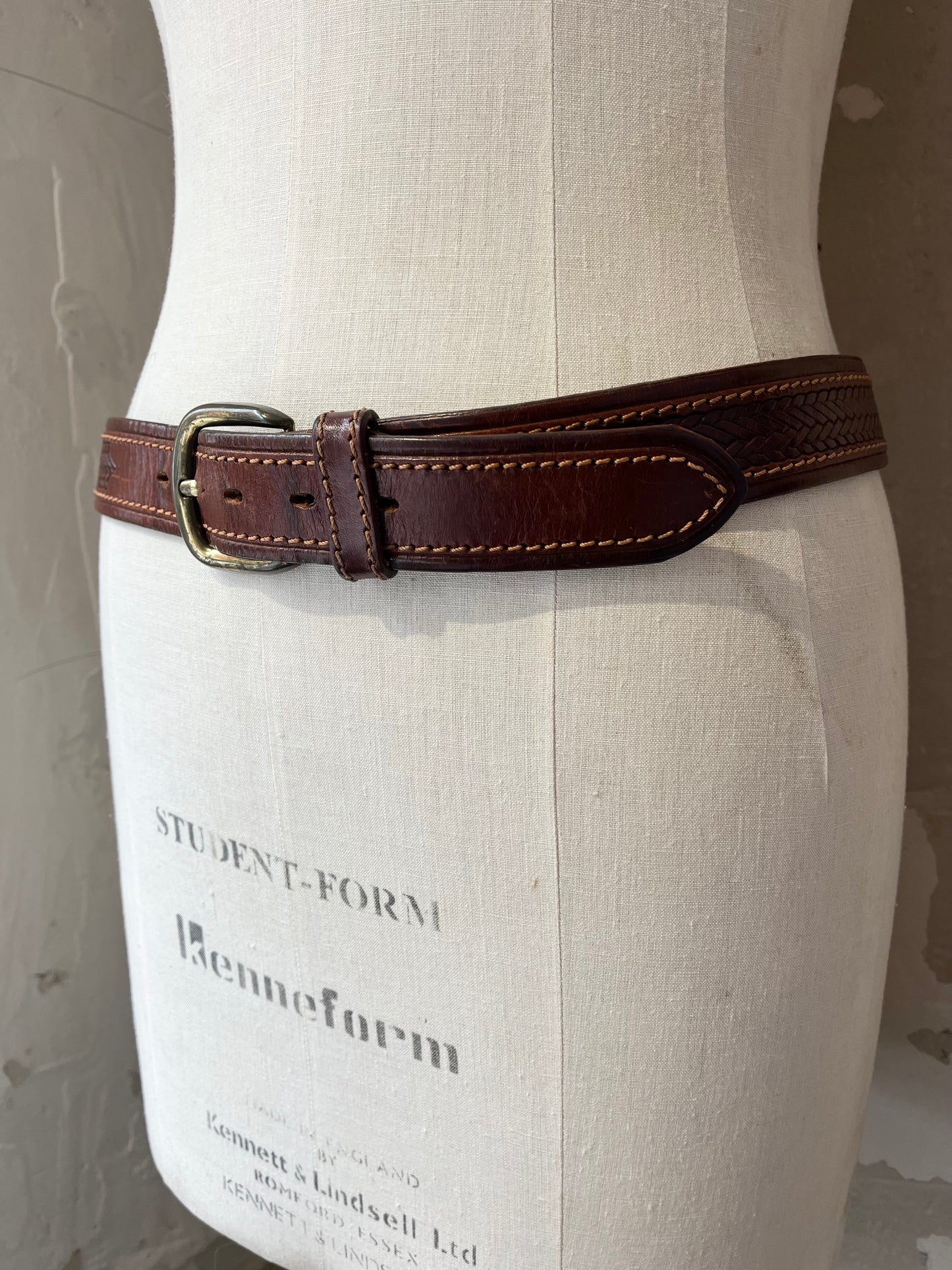 Vintage Woven Leather Belt / 40”