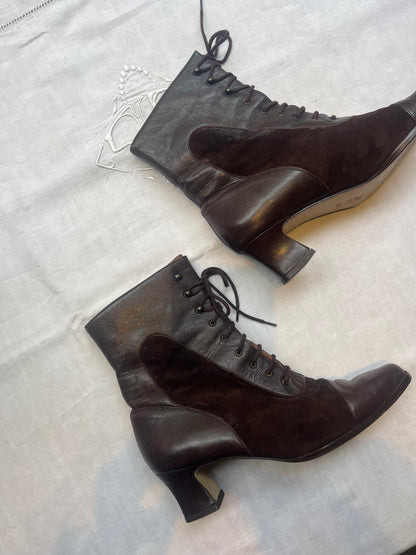 Vintage Brown Leather & Suede Ankle boots /6