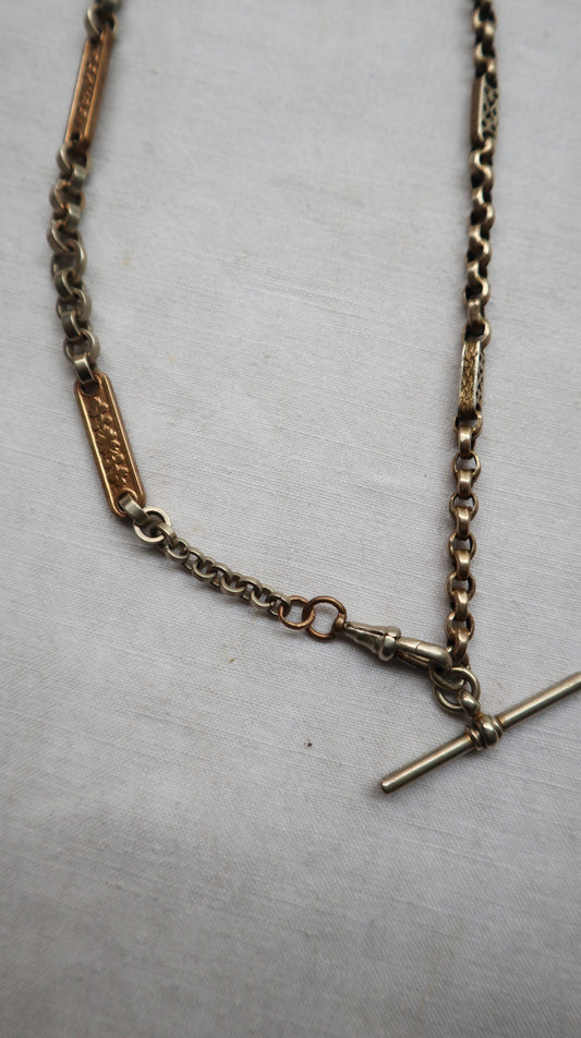 Vintage Silver & Gilt Chunky Chain & T bar