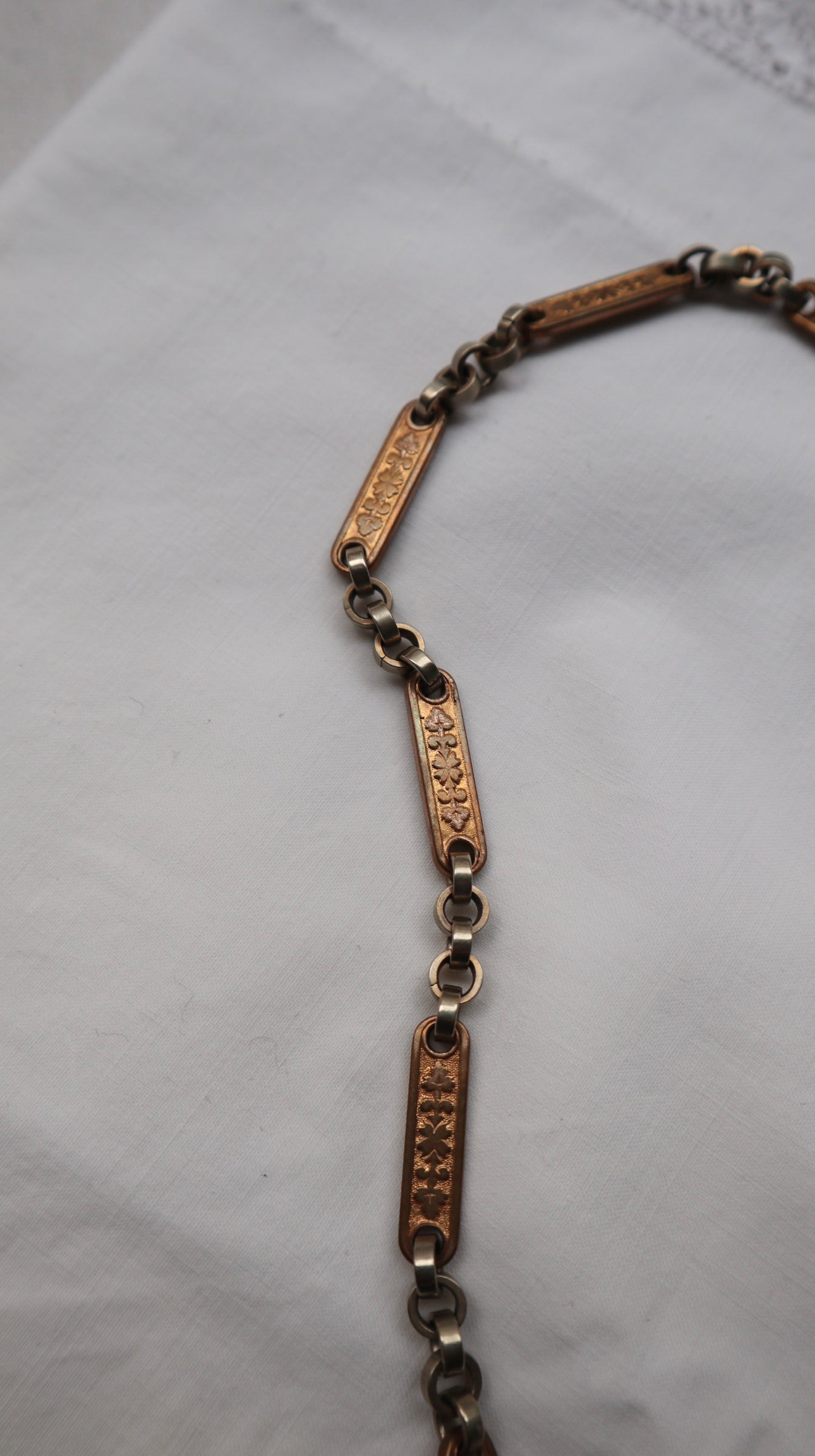 Vintage Silver & Gilt Chunky Chain & T bar