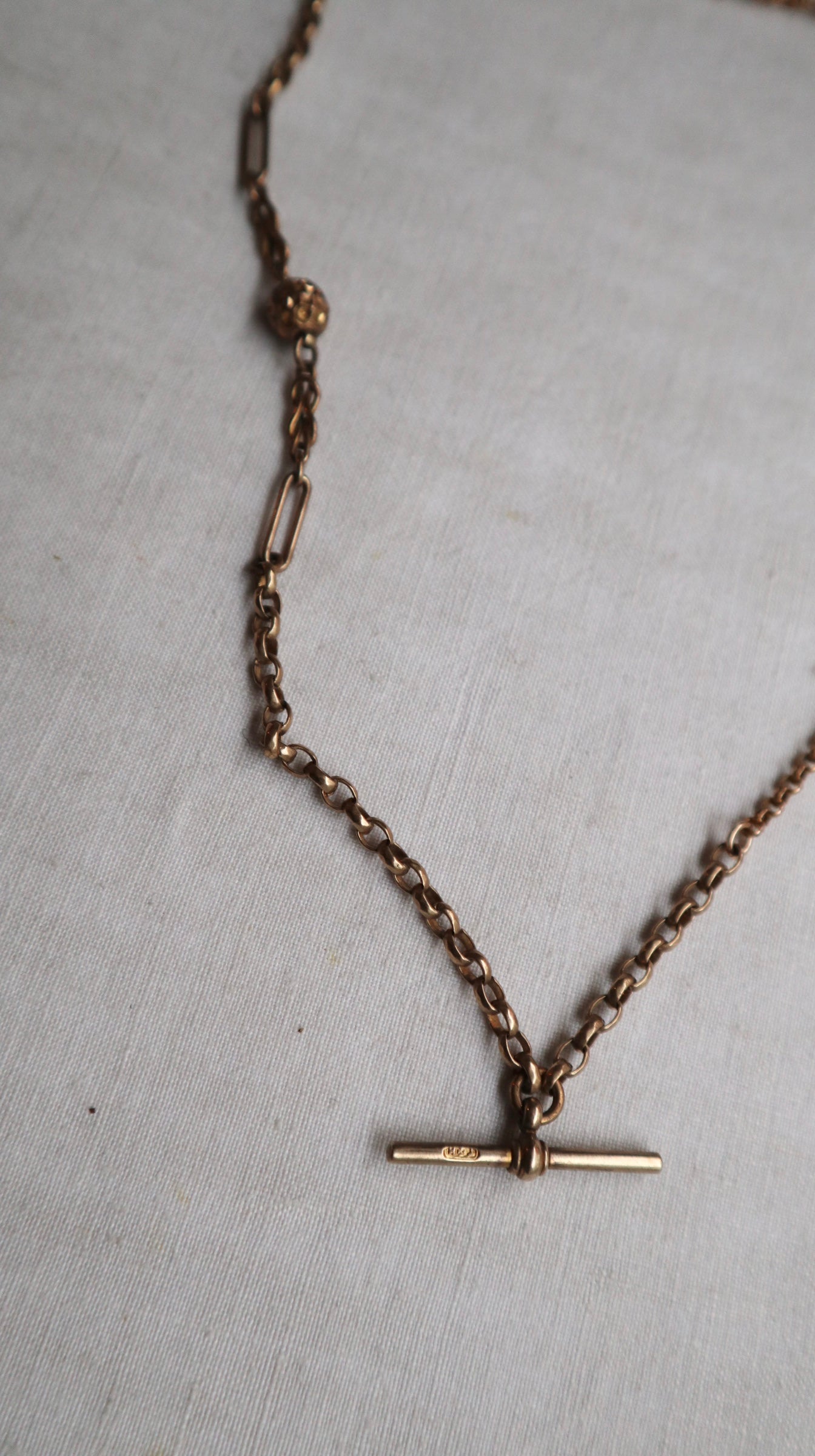 Antique Rolled Gold T Bar Chain