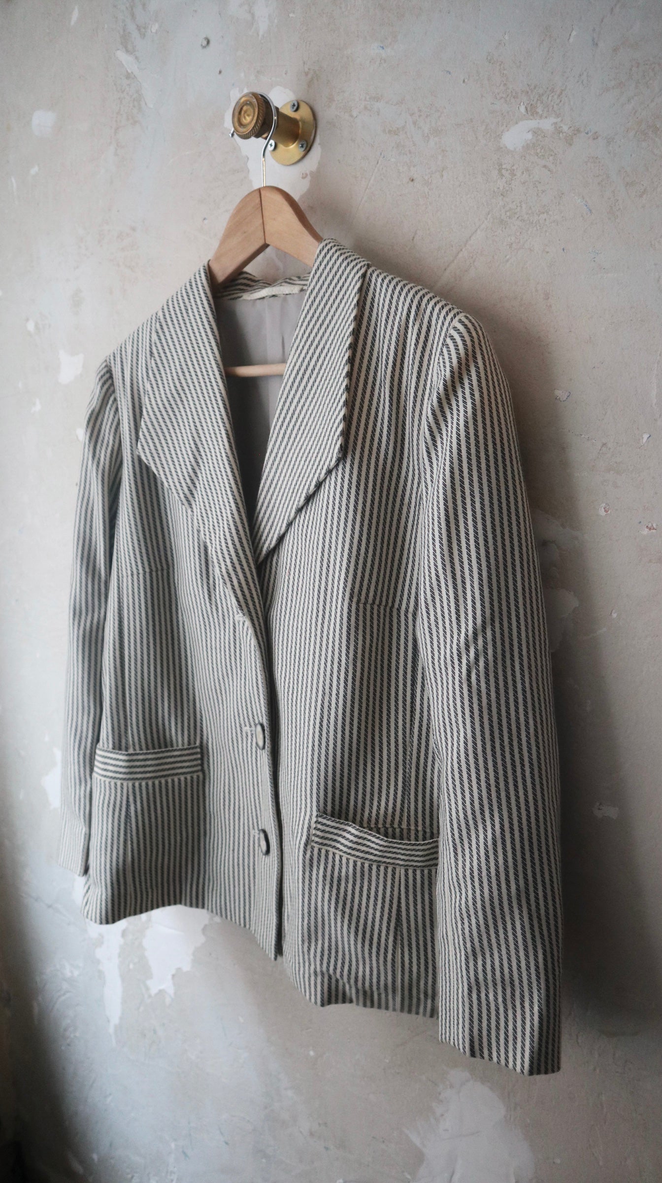 Vintage Striped  Boxy Blazer / M