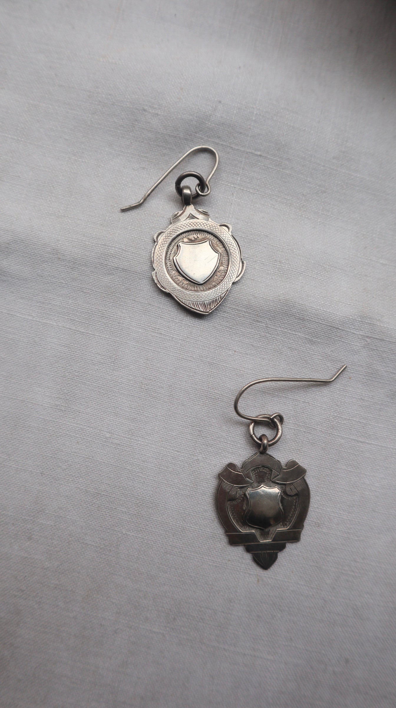 Vintage silver Shield Earrings ( Pair)