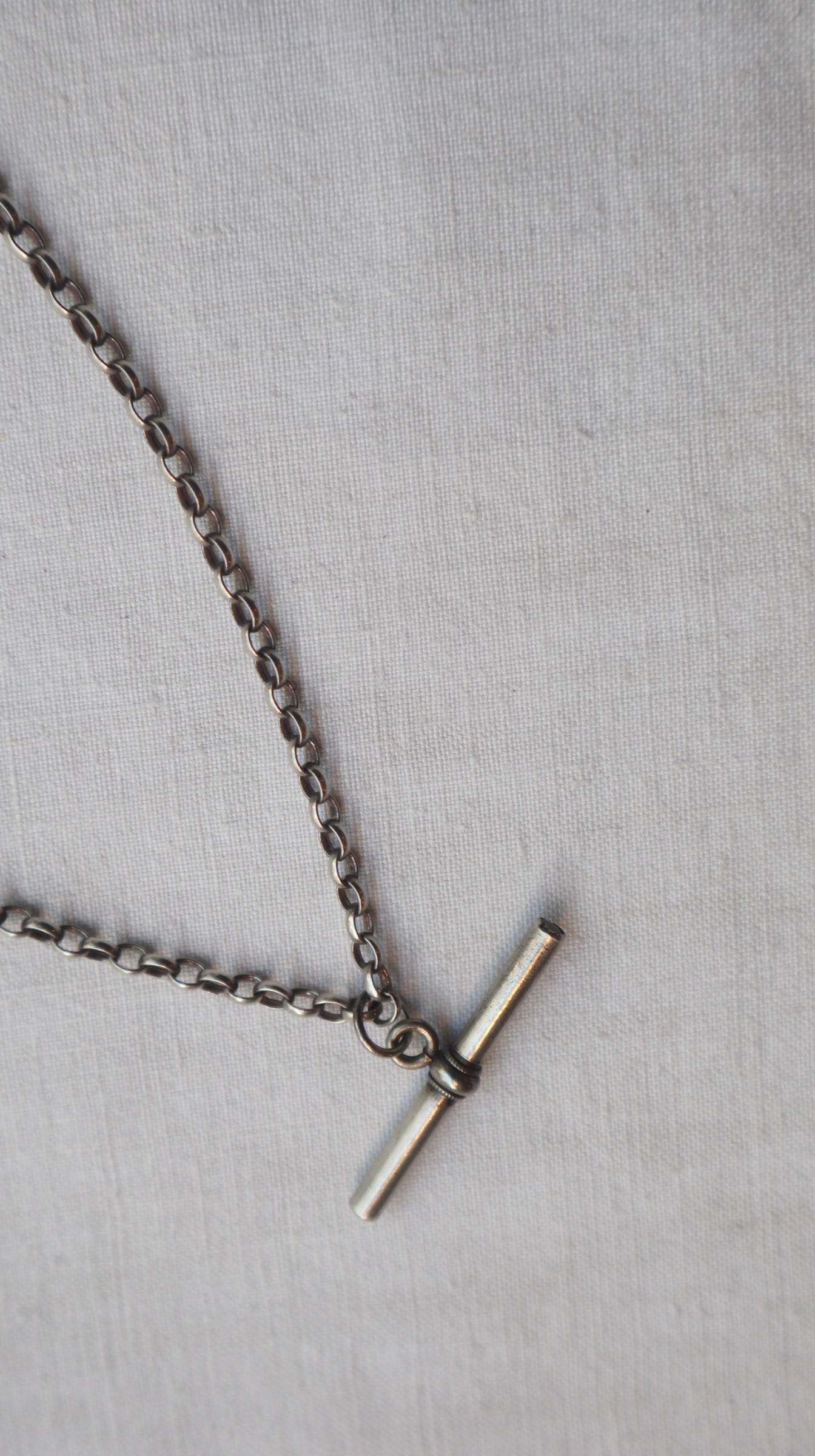 Edwardian Silver Albert Chain With T Bar