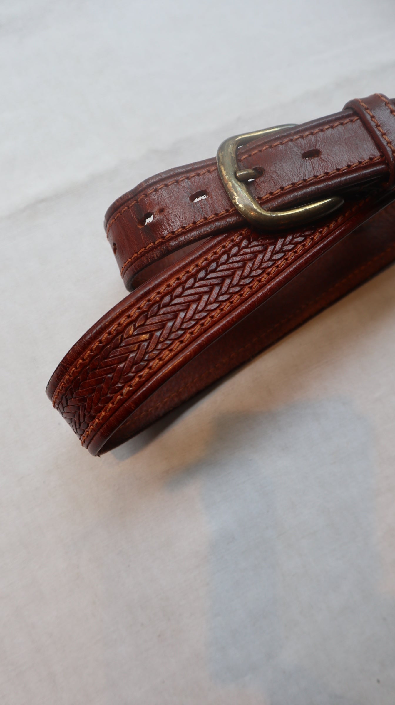 Vintage Woven Leather Belt / 40”